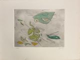 an image of a drawing of a fish and a fish on a table