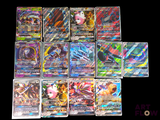 a lot of pokemon cards on a black background