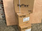 three boxes of hyflex are stacked on top of each other