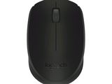 Souris sans fil Logitech avec un récepteur noir et un fond blanc