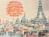 une peinture représentant la tour Eiffel dans la ville