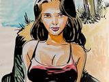 an image of a drawing of a woman in shorts and a tank top