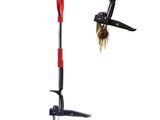 a close up of a red and black mop and a black and white mop and a red and black mop and a black mop