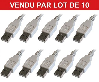 six câbles USB reliés les uns aux autres sur un fond blanc