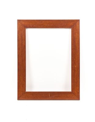 an empty wooden frame on a white background