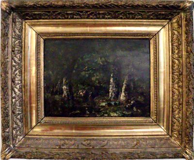 Narcisse DIAZ (1807-1876). Personnage en forêt. Huile sur pa…