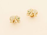 pair of diamond and emerald elephant earrings
