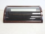 an image of a glass display case with a wooden frame
