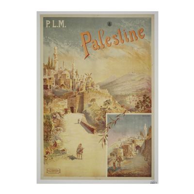 une image d'une affiche faisant la promotion de la Palestine au milieu du XXe siècle