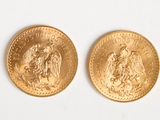 deux pièces d'or sur lesquelles figurent l'effigie d'un homme et d'une femme