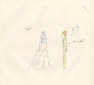 dessin représentant une femme en robe blanche et un homme en costume bleu