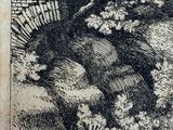 an image of a black and white drawing of a bear in a field