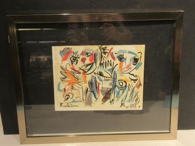 framed artwork of a painting of a man and a woman in a black frame