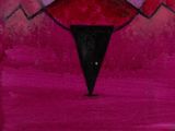 tableau représentant un oiseau rose avec deux mains devant lui