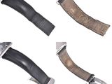 four different types of watches with leather straps on a white surface