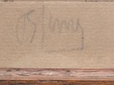 an image of a close up of a painting on a wooden frame