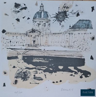 un dessin représentant un bateau devant un immeuble