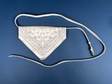 an image of a white purse with a bandanna on it