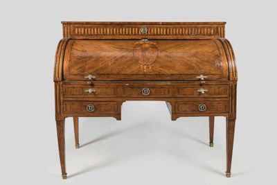 an antique writing desk with drawers and drawers on the top