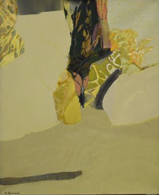 an image of a painting of a woman walking on a beach