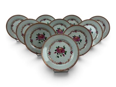six plates with floral designs on them on a white surface