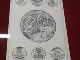 a picture of a drawing of a man and a woman on a plate