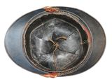 a close up of a helmet on a white background