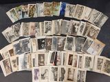 a lot of old stamps that are on the table