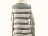 the back of a white and gray striped sweater on a mannequin mannequin mannequin mannequin mannequin mannequin mannequin