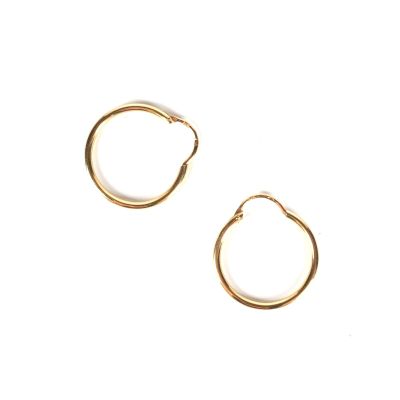 two pairs of gold hoop earrings on a white background