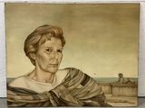 painting of a woman with a scarf on her shoulders