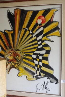 une photo d'un tableau accroché au mur d'un restaurant