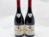 deux bouteilles de vin rouge posées l'une à côté de l'autre sur une surface blanche