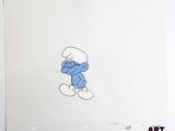 cellule d'animation représentant un Schtroumpf tirée du film « Les Schtroumpfs »