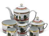une image représentant un service à thé composé de quatre tasses et d'une théière
