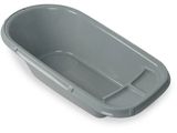 grey plastic tub with lid on a white background