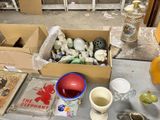 a box full of items sitting on a table in a room
