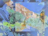 an image of a painting of a mountain with a butterfly on it