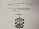 an open book with a black and white image of a coat of arms