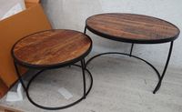 Lot de 2 tables basses gigognes LARS en bois exotique de mag… (photo 2)