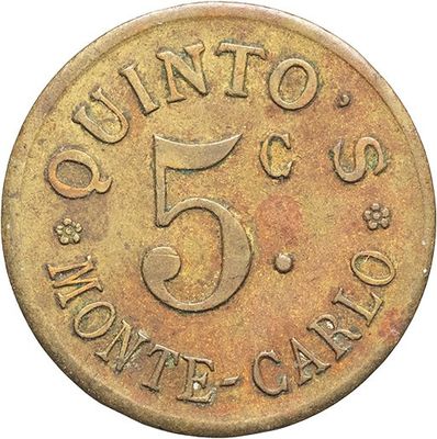 a close up of a coin with the number 5 on it