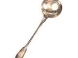 cuillère plaquée argent, avec un manche et une tête en forme de boule