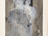 une image représentant le dessin d'une femme avec un oiseau sur la tête