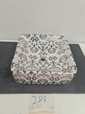 Vasque à poser carrée en céramique blanche avec motifs décor…