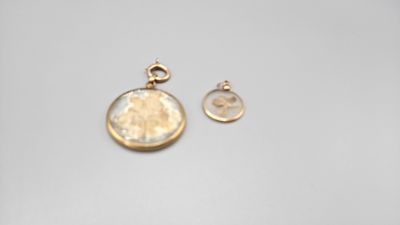 a close up of a coin and a pair of earrings