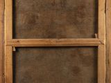 an old wooden frame with a window and two shelves on top of it