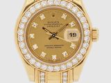 rolex lady ' s 18k yellow gold diamond watch