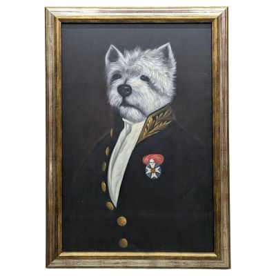 Ecole du XXe s. Portrait anthropomorphe d'un chien en costum…