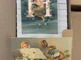three cards that have been placed on top of each other