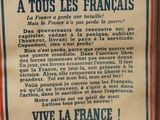 framed poster of a french flag and a french flag on a wall